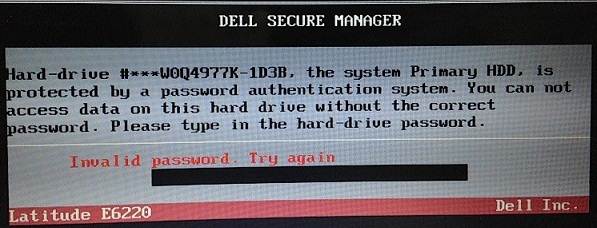 Dell 1D3B HDD password