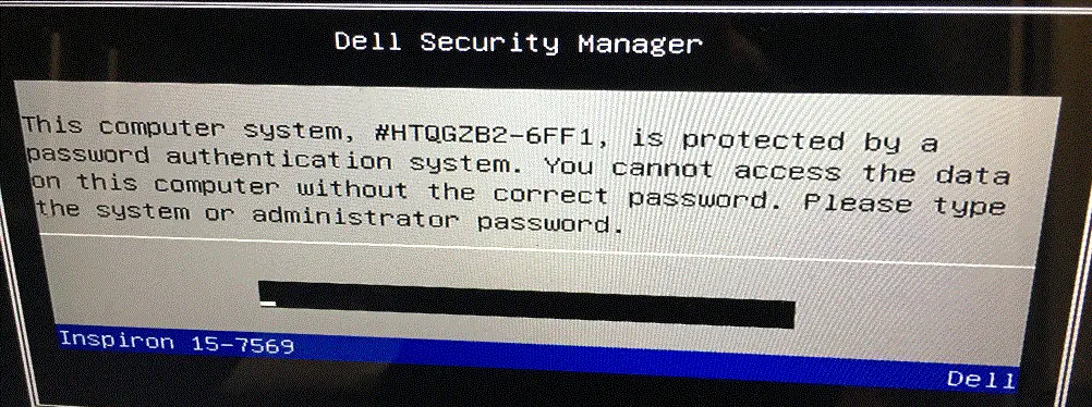 Dell 6FF1 bios password recovery