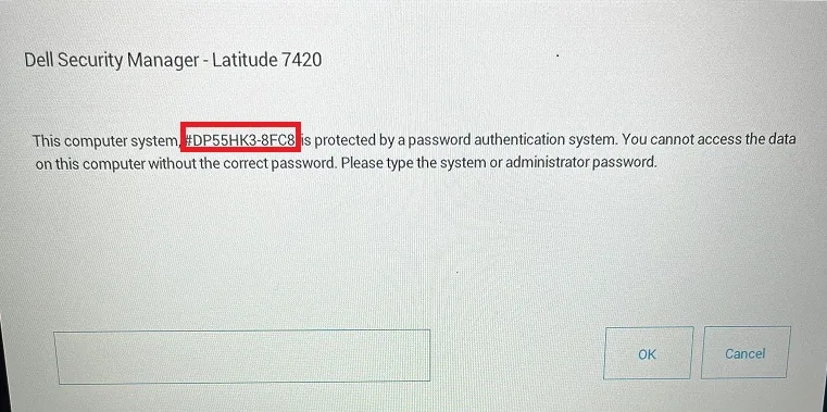 Dell Precision bios master password for 8FC8 Suffix