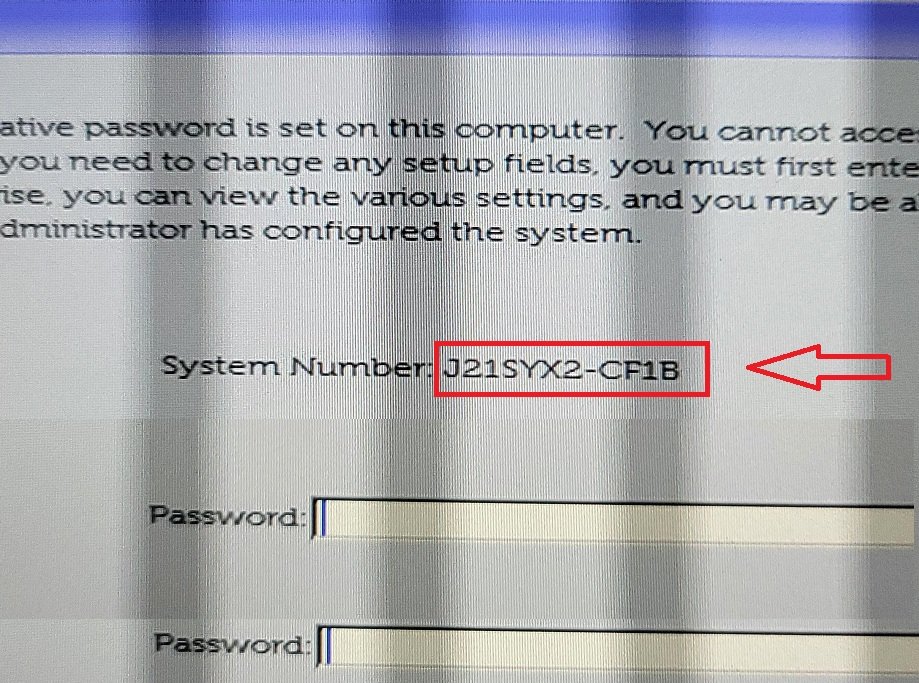Dell CF1B System Admin Password