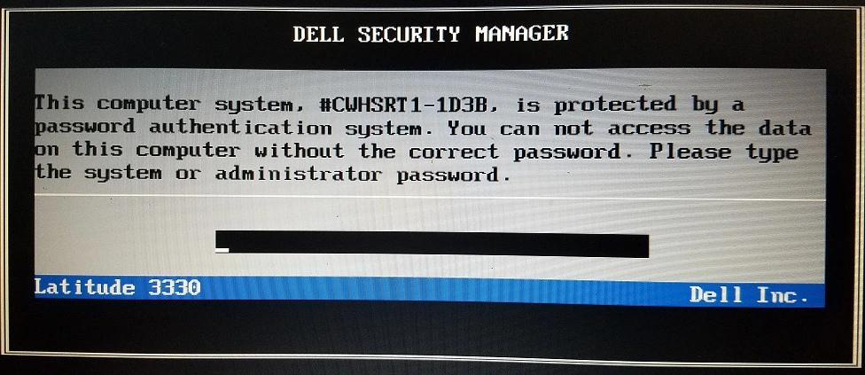 Dell 1D3B System Password